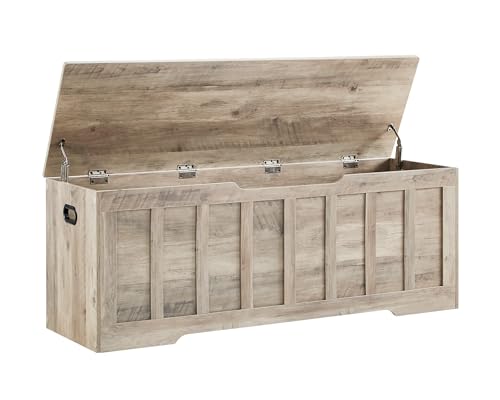 Extra Large Wooden Storage Bench with Safety Hinges, 51-inch Entryway Trunk