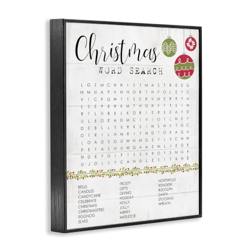 Christmas Word Search Framed Giclée Print - 24 x 30 in Midnight Black Frame, Stupell