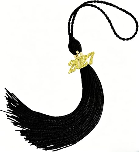 2027 Graduation Cap Tassel with Gold Year Charm - Black