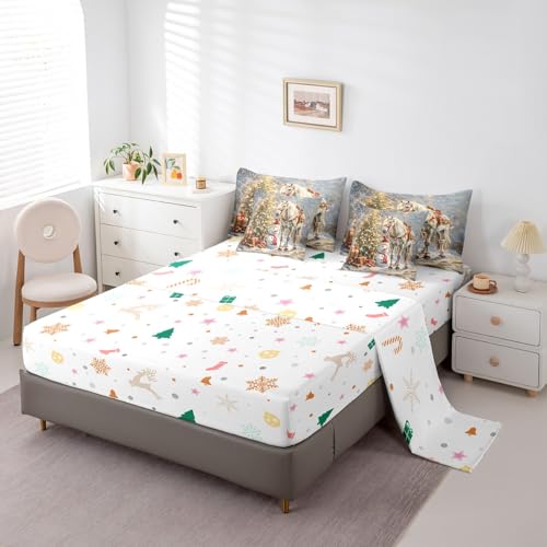 Feelyou Merry Christmas 7-Piece Full Bed in a Bag Set, White/Green