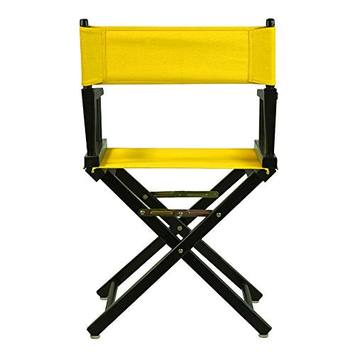 Foldable Solid Wood Director Chair with Gold Canvas, 18-Inch Seat Height