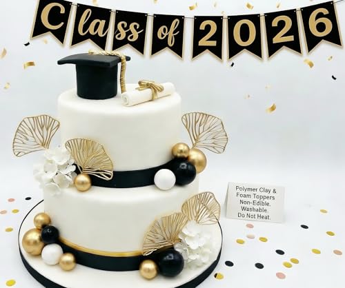 24pcs Graduation Cake Topper Set Class of 2026 Party Decorations