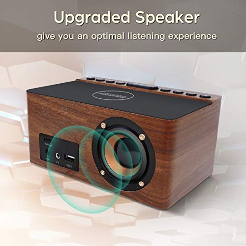 Wooden LED Digital Alarm Clock with Wireless Charger and FM Radio
