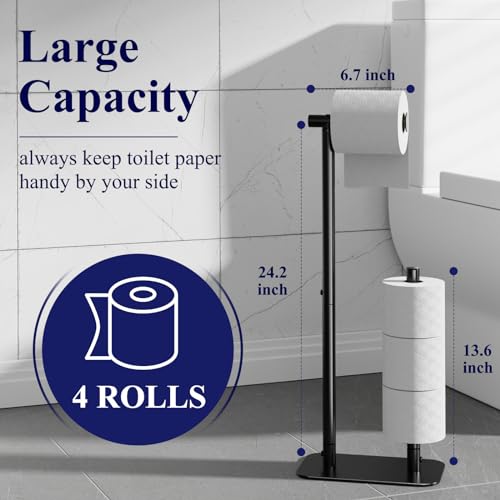 Free Standing Toilet Paper Holder Stand with 4 Roll Capacity