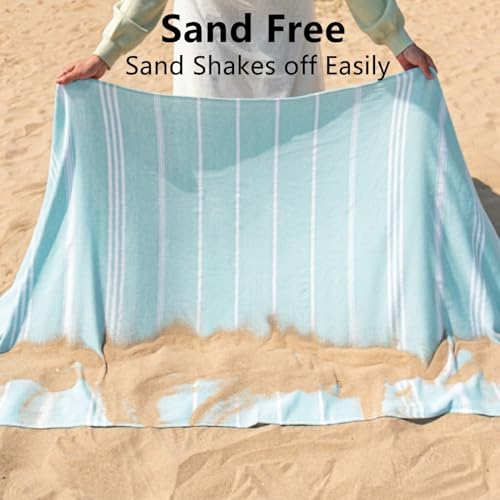 Aegero Turkish Beach Towel Oversized 36"x71" Quick Dry Sand Free Aqua