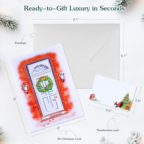 DISJOURNEY Tuxedo Cat 3D Pop Up Christmas Card with Envelope - 6 x 8 in (Variation: 62-Christmas Cat)