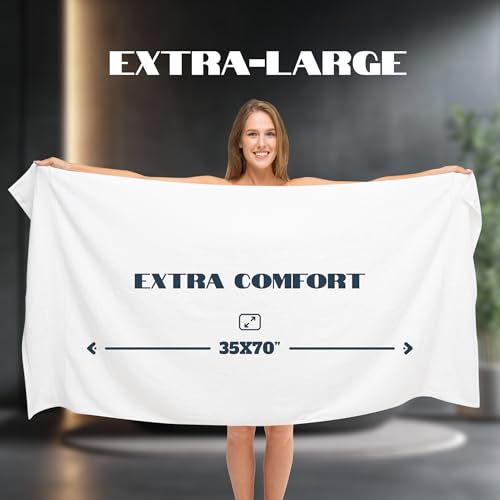 White Classic Extra Large Bath Sheets 35x70 Turkish Cotton 700 GSM 2 Pack