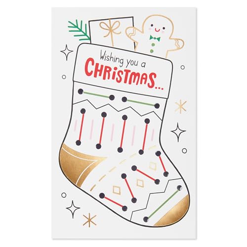 American Greetings Christmas Coloring Card for Kids – Lace Up Stocking