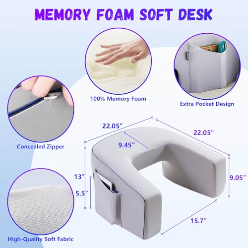 Extra Large Memory Foam Reading Pillow with Armrests - Lap Desk for Gaming & Relaxation