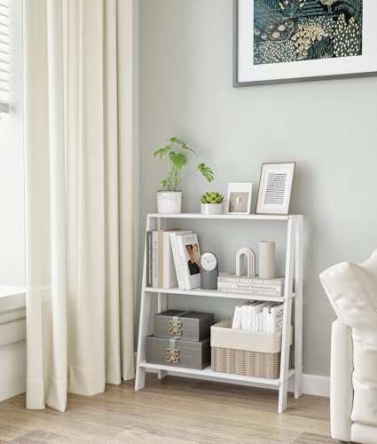 3-Tier Ladder Bookshelf, Small Freestanding Storage Shelf for Home Office