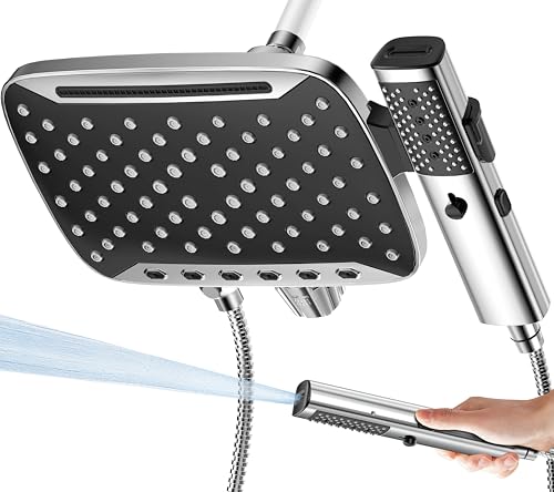 10-Inch Dual Shower Head Combo with Handheld Spray and 71-Inch Hose