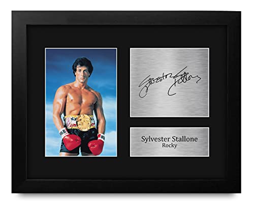Sylvester Stallone Rocky Movie Autograph Photo Framed - Black Frame US Letter Size
