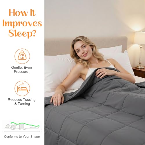 Queen Size 20 lbs Weighted Blanket - Soft Cotton Cooling Heavy Blanket
