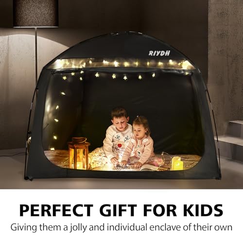 Blackout Bed Tent Queen Size - Indoor Privacy Sleep Canopy with Lights