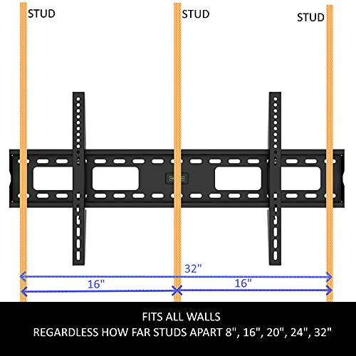 CondoMounts TVF8084 Fixed TV Wall Mount for Steel Stud | NO Stud Drywall | TV Mount Metal Studs | Holds 200lbs | Fits 42-in. to 75-in. TVs | Includes 200lbs Elephant Anchor Set & 1 Titanium Drill Bit