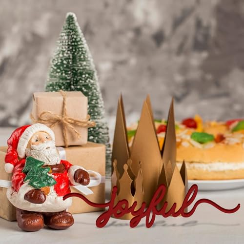 Aukolass 4 Red Christmas Wood Place Card Signs Holiday Table Decor