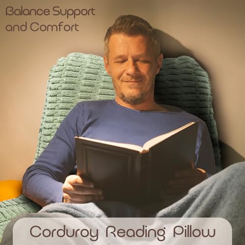 Reading Pillow with Armrests for Bed & Couch Support - Sage Green