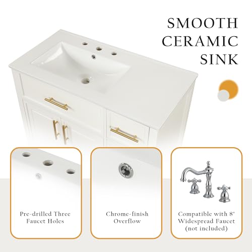 36-Inch Bathroom Vanity with Sink Combo, Freestanding Cabinet with Drawers