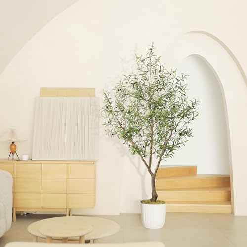 7ft Faux Olive Tree with Realistic Leaves for Home Decor