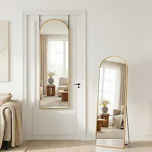 48" x 14" Full-Length Over-the-Door Mirror, Versatile Wall or Floor Mirror