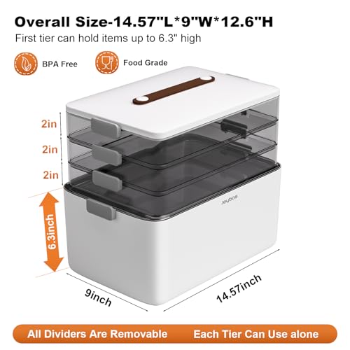 4-Tier Portable Medicine Storage Box with Removable Tray and Handle