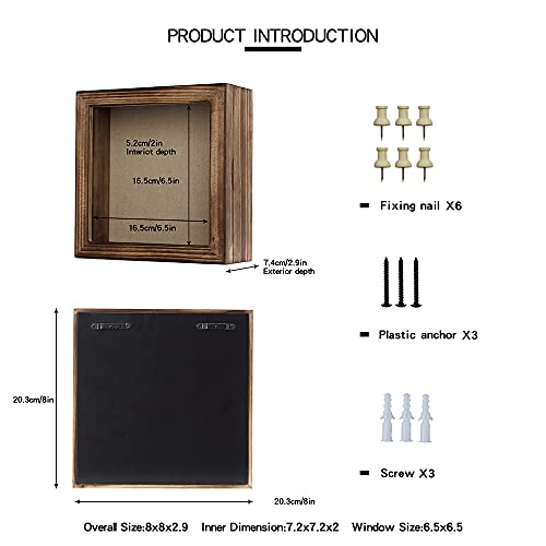 8x8 Shadow Box Display Case with Linen Back and Pins for Keepsakes