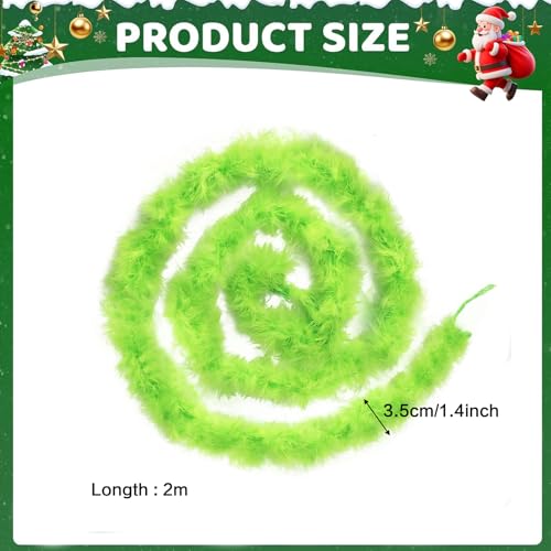 3Pcs Lime Green Feather Garland 20ft Christmas Decor Tree Hangers
