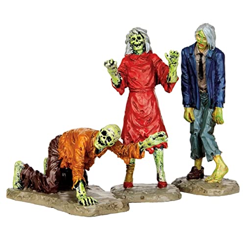 Walking Zombies Figurine Set for Halloween Village Display, 3-Piece