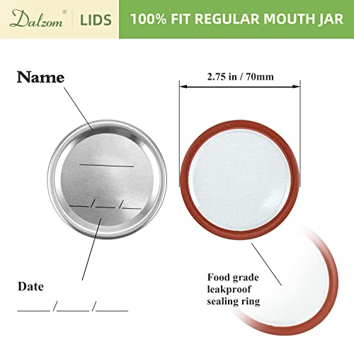 Regular Mouth Canning Lids and Rings (24 Pack) - Airtight Mason Jar Lids