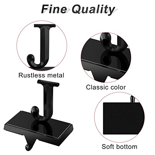 Black Christmas Stocking Holders Set of 3 - Metal Mantel Clips for Decorations