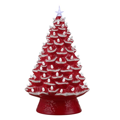 Mr. Christmas 18 Inch Nostalgic Ceramic Christmas Tree with White LED Lights