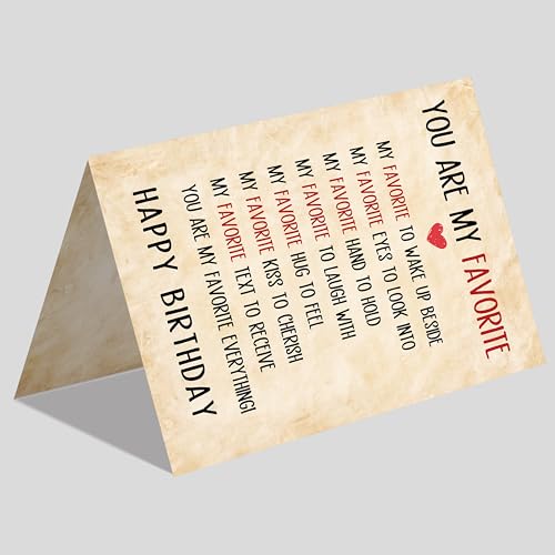 Romantic Birthday Card for Husband Wife - 8x5.3 Inch Linen Greeting Card