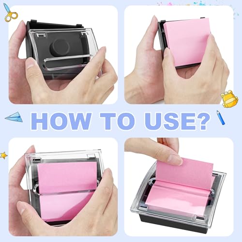 Pop-Up Sticky Note Dispenser 3x3 Inches with Black Base
