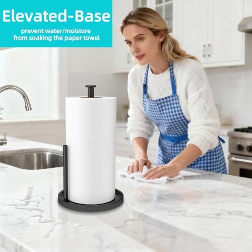 Black Stainless Steel Countertop Paper Towel Holder with Weighted Base