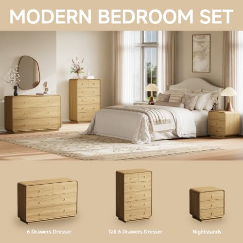 4-Piece Bedroom Furniture Set: 6-Drawer Dresser and 2 Nightstands