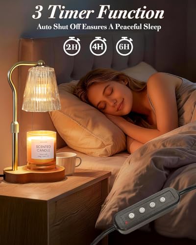 Candle Warmer Lamp with Adjustable Height & Timer, Eco-Friendly Wax Melt Warmer