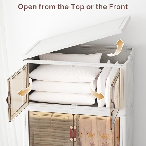 Extra Large Stackable Storage Bins with Lids, Wheels and Clear Doors