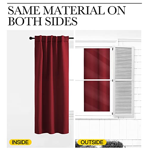 NICETOWN Burgundy Red Blackout Curtains Set - 52 x 84 Inches, Double Panels, Thermal Insulated Drapes
