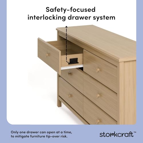 6-Drawer Wood Dresser for Nursery and Kids Bedroom, Driftwood