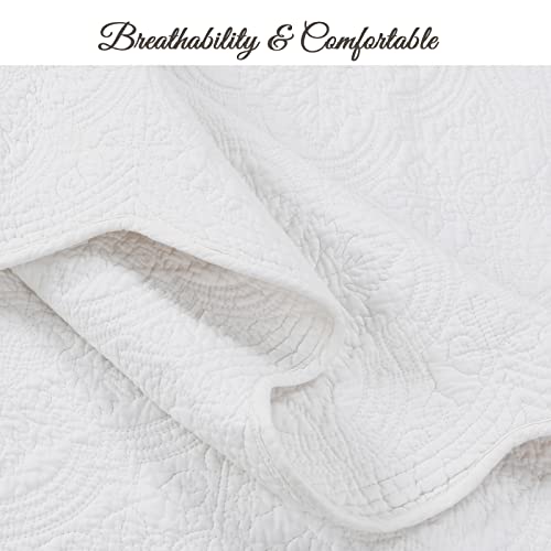 100% Cotton White Matelasse Quilt Set - Twin Size, 2 Piece