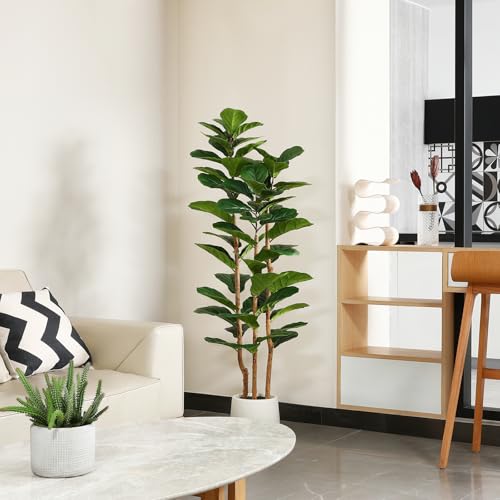 5ft Artificial Fiddle Leaf Fig Tree with White Planter