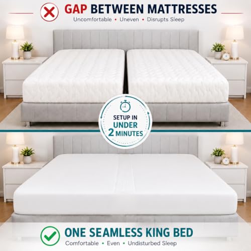 3-in-1 Split King Bed Bridge Gap Filler Set with Fitted Sheet & Straps