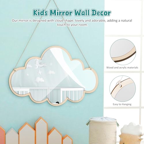 3D Cloud Shaped Acrylic Wall Mirror, Shatterproof Kids Safety Mirror 14.9"