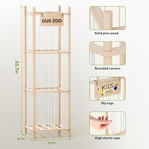 Extra Large Wooden Stuffed Animal Storage Organizer for Kids Nursery