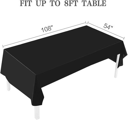 Black Plastic Tablecloth by [Brand Name] - 54"x108" Rectangular Disposable Cover for Parties & Events