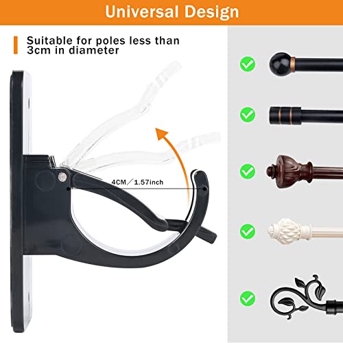 4Pcs Self-Adhesive Curtain Rod Holders, No-Drill Wall Brackets for Rods