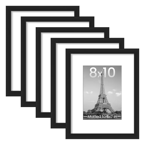 Upsimples 8x10 Picture Frames Set of 5 Black Gallery Wall Collage