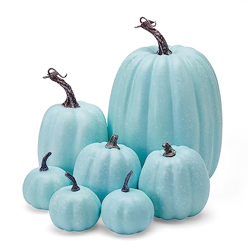 7-Piece Artificial Pumpkin Set for Fall Harvest and Halloween Decor
