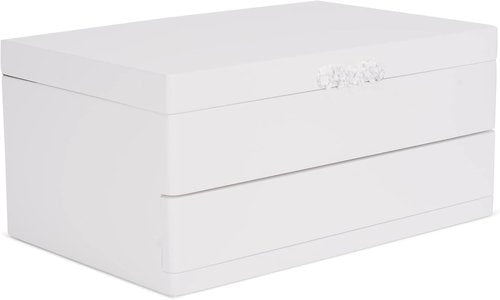 Cottage Garden Musical Jewelry Box - Ballerina White & Silver Tone - 10 Inch Plays Sugar Plum Fairy Tune