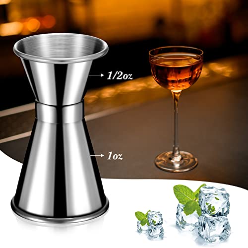 Double Stainless Steel Jigger Set - 1 oz & 1.5 oz Bartending Measuring Cups